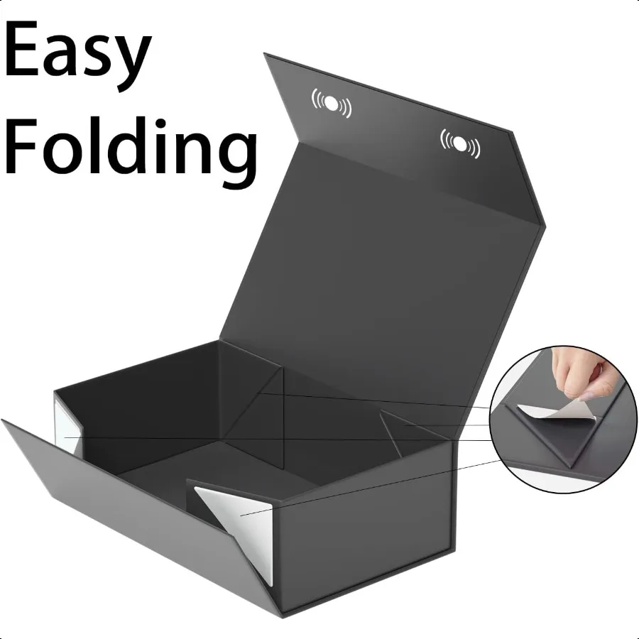 Black Gift Box 9.5x6x3'' Gift boxes for Presents with Lids Magnetic Closure Rec Collapsible for Groomsman Proposal Box Wedding