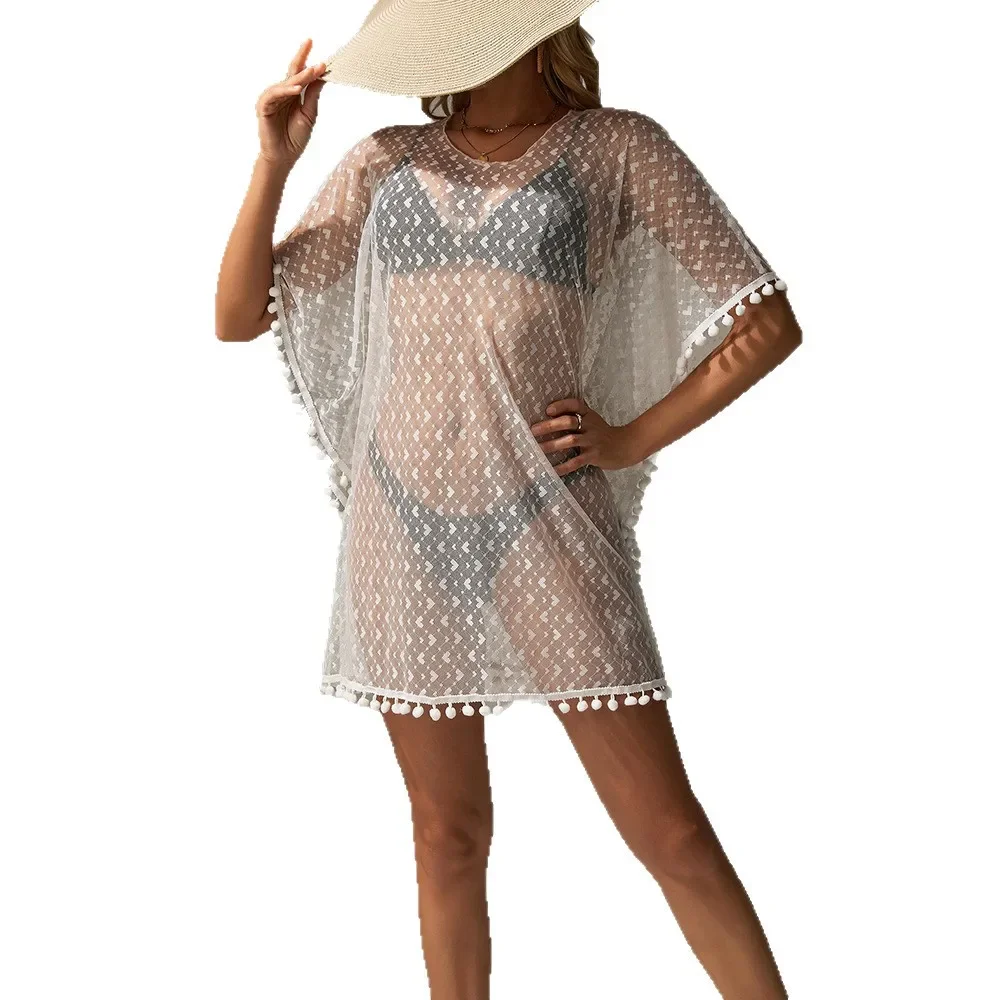 MORODER European And American Summer New Arrivals: Sexy Lace Sheer Casual Resort Loose-Fit Bikini Swimwear Beach Cover-Up For Wo