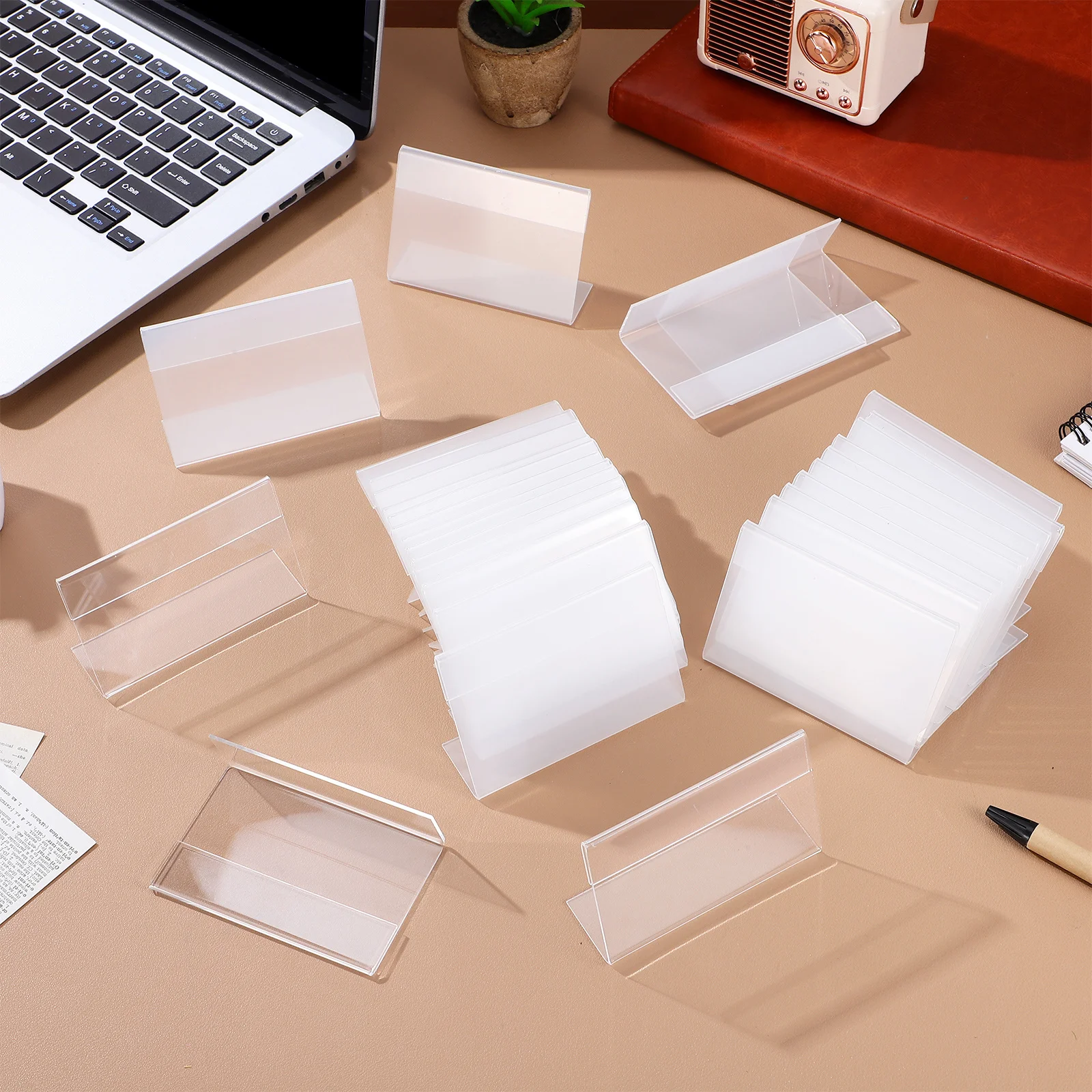 

20Pcs Small Acrylic Sign Holder Clear Display Stand for Price Labels Menus Name Cards L-Shape Design Ideal for Retail Shop