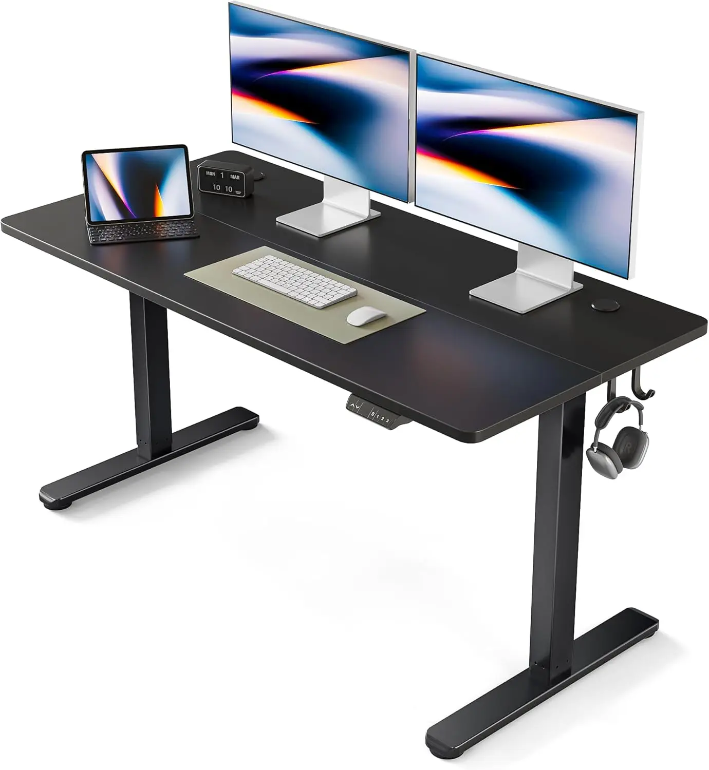 Electric Standing Desk, 55 x 24 Inches Height Adjustable Stand up , Sit Stand Home Office , Computer , Black