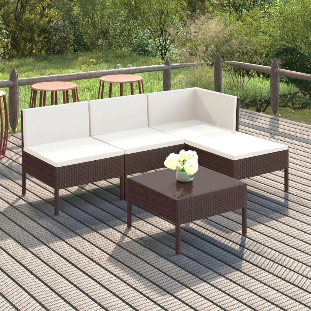 

Cozy Outdoor Garden Lounge Set Modern Brown Cream White Cushions Stylish Patio Furniture