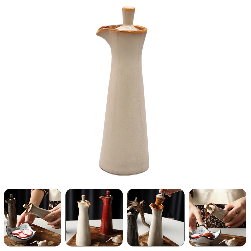 

High Quality Ceramic Soy Sauce Container Environmentally Friendly Vinegar Cruet Kitchen Gadget Seasoning Bottle Household Use