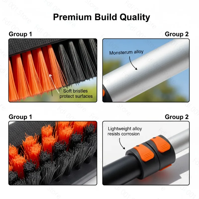 Carbon Fiber Telescopic Rod Photovoltaic Panel Cleaning Brush, Solar Panel Cleaning Brush with Water Spray, Multifunctional Brus