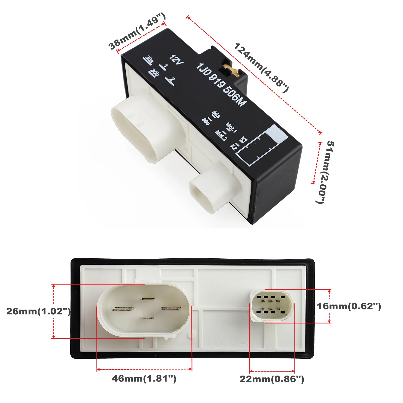 

1J0919506M Radiator Cooling Heater Fan Controller Relay Resistor Module For Audi A3 S3 VW Fox Polo Bora Jetta Golf Skoda Rapid