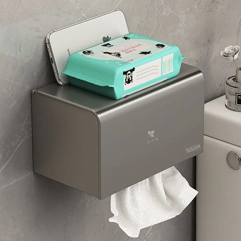 

Коробка для салфеток из нержавеющей стали, коробка для ванной комнаты, неперфорационная настенная вешалка для туалетных салфеток для ванной комнаты, водонепроницаемая коробка, аксессуары