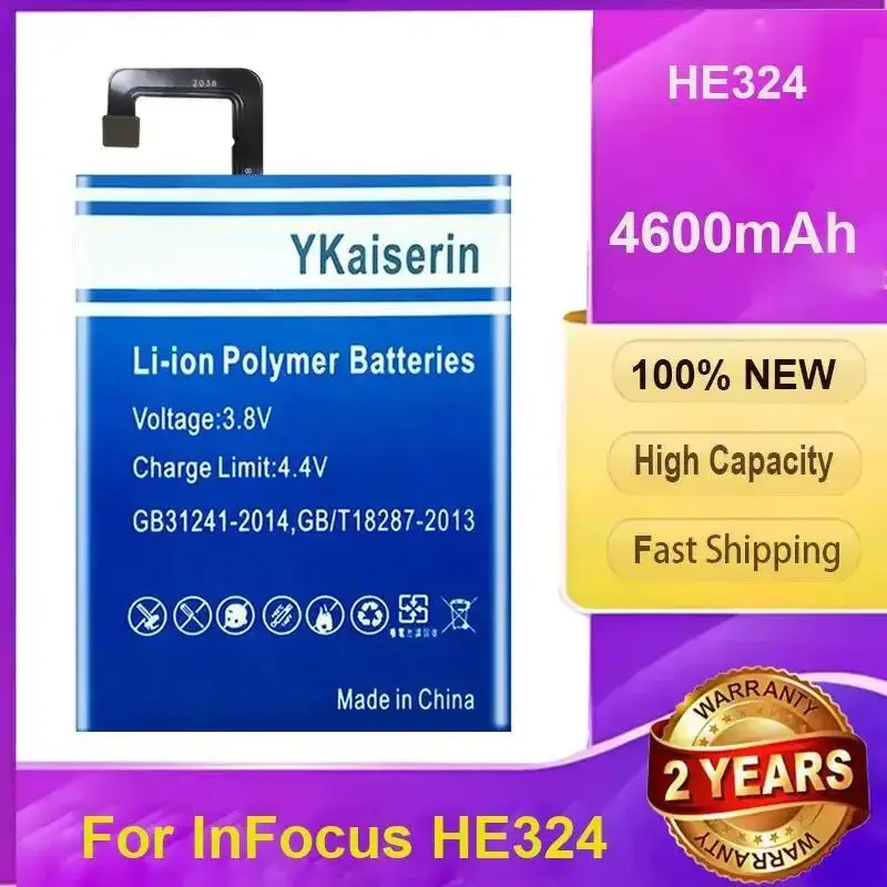 

Аккумулятор для мобильного телефона YKaiserin с быстрой зарядкой для Infocus HE324, реальная емкость 4600 мАч, портативный внешний аккумулятор + номер отслеживания