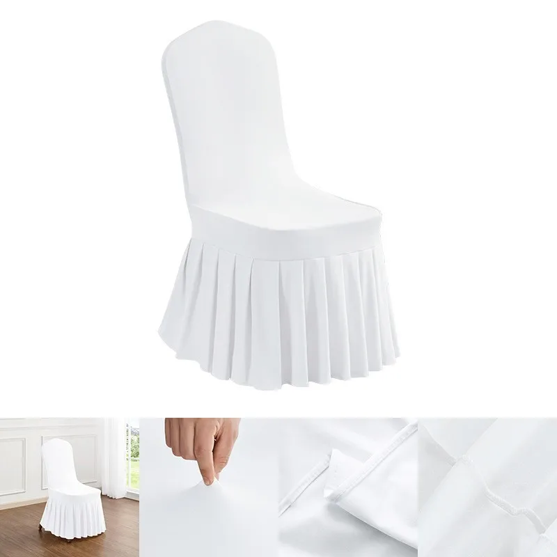 Thickened Elastic Pleated Skirt Dining Chair Cover Wedding Hotel Banquet Home Universal Skirt Edge Chair Cover