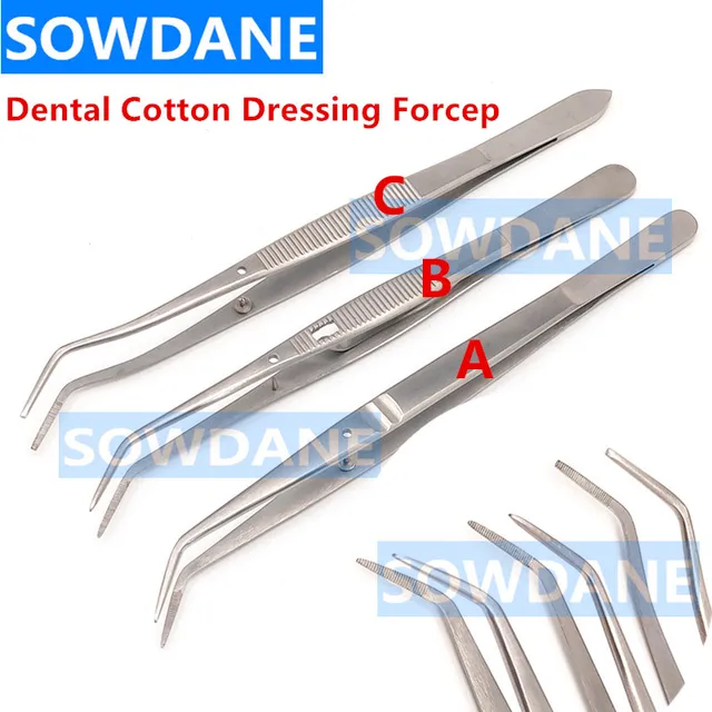 Dental Cotton Dressing Forcep College pinceta ząbkowana końcówka Dental Oral exchange Tool Dental czyszczenie zębów pincety