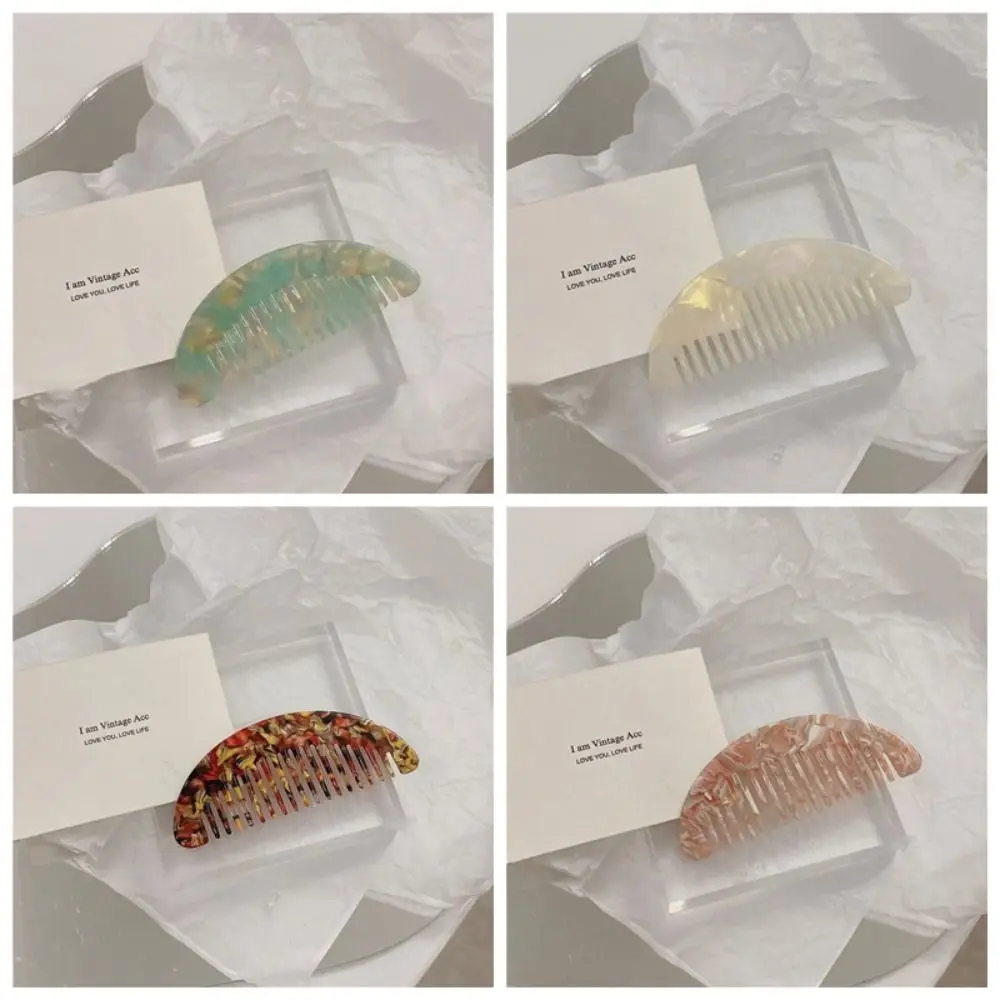 Simple Korean Retro Geometric Acetic Comb Fashion Anti-Static Semi-circle Hair Comb Colorful Chinese Style