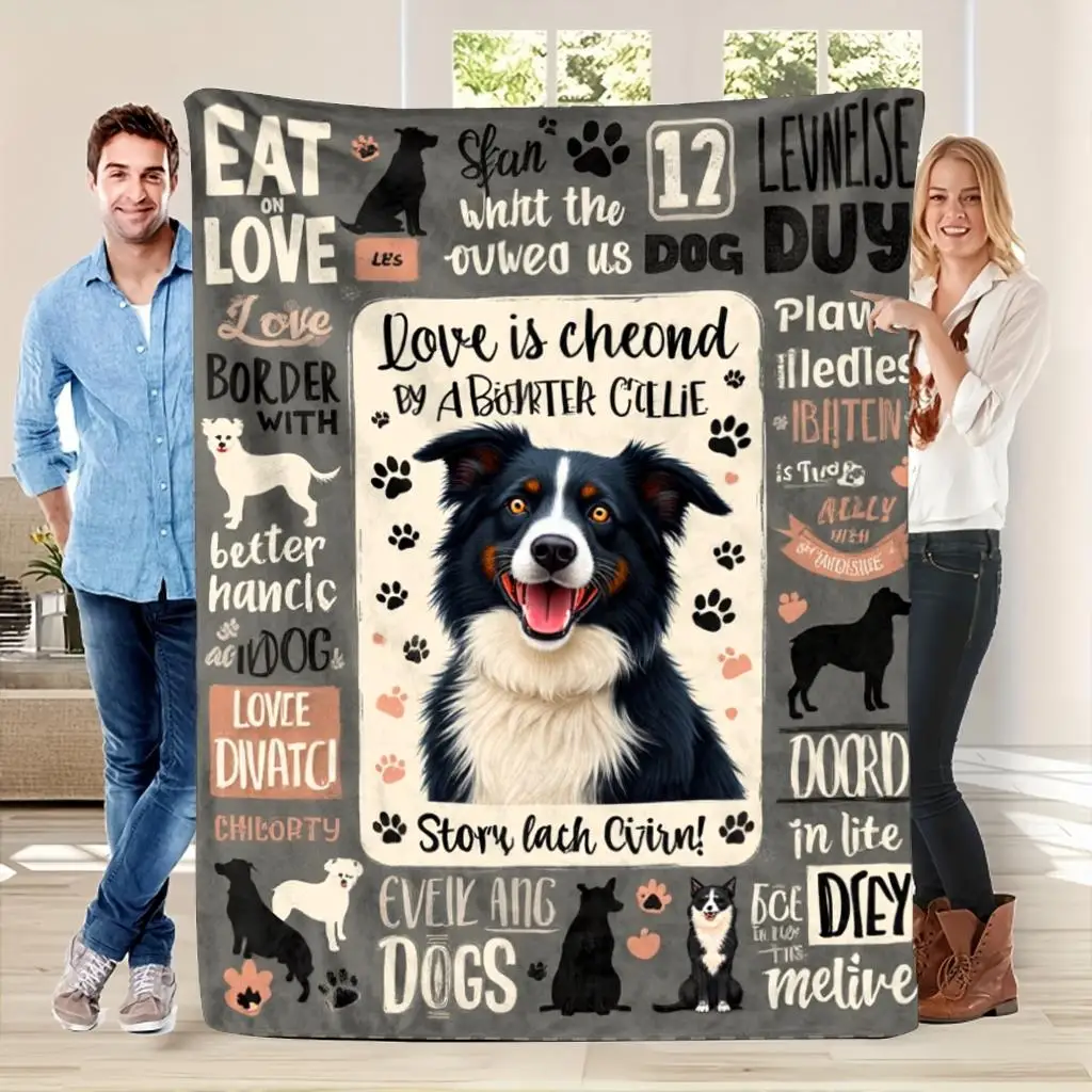 Large Dog Lover Blanket Throw 150x200cm Cozy Gift for Dog Mom Dog Dad Pet Owner Warm Plush Throw Blanket