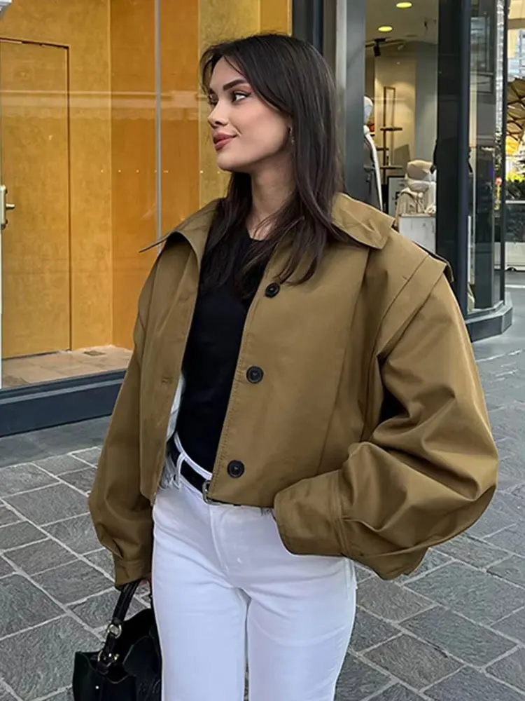 

HH Autumn Jacket For Women Fashion Solid Single Breasted Long Sleeve Turn Down Collar Jackets Casual Office Lady Chic Coats