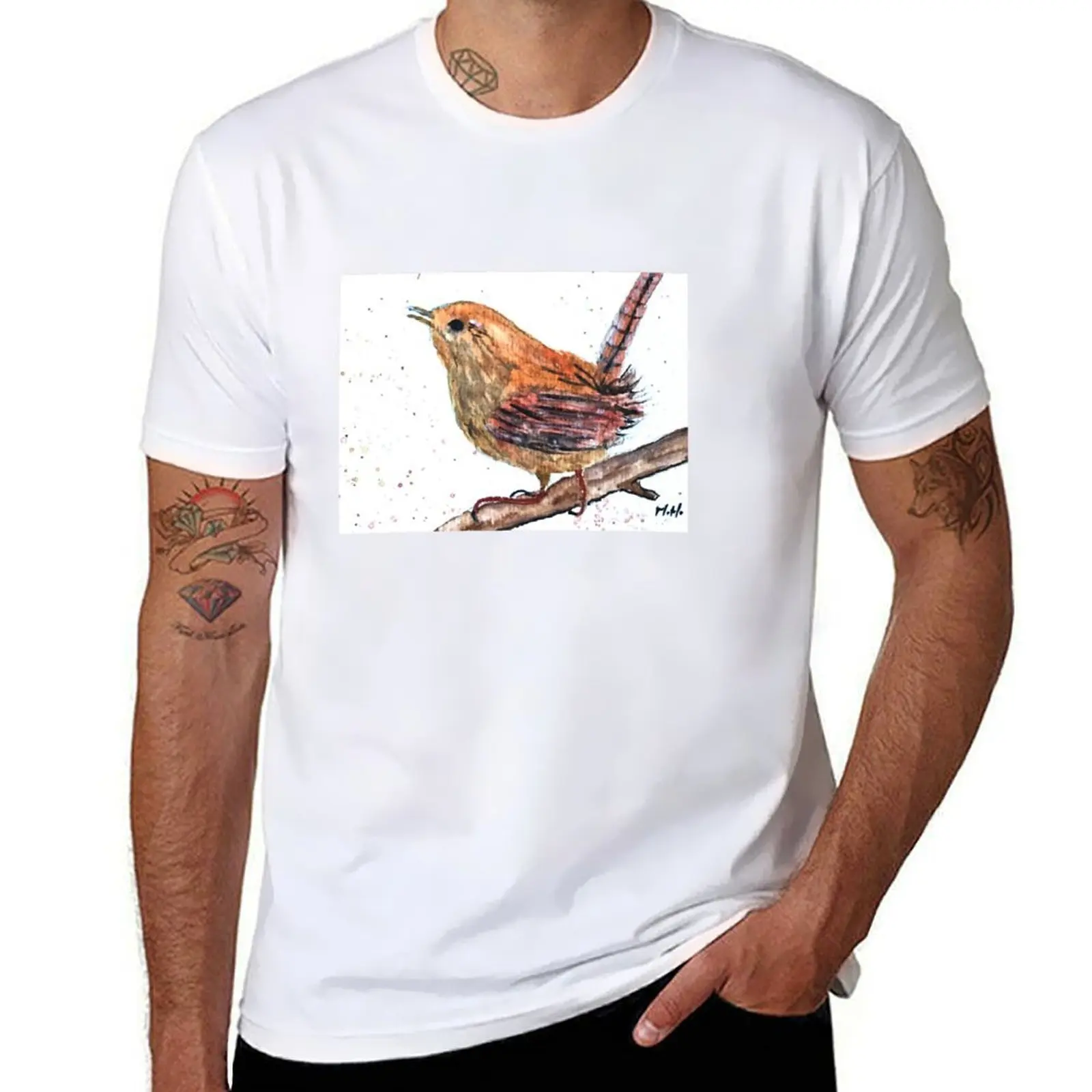 

Brown wren bird watercolour painting T-Shirt t shirts for man slim fit t shirt for man 100 percent cotton T-Shirt