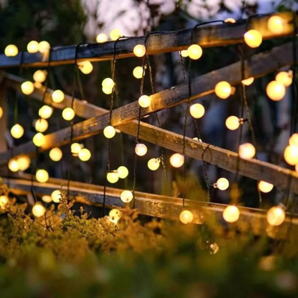 LED Solar Crystal Bubble Fairy String Lights Outdoor Waterproof Decorative Lamps For Garden Patio Yard Christmas Holiday Party
