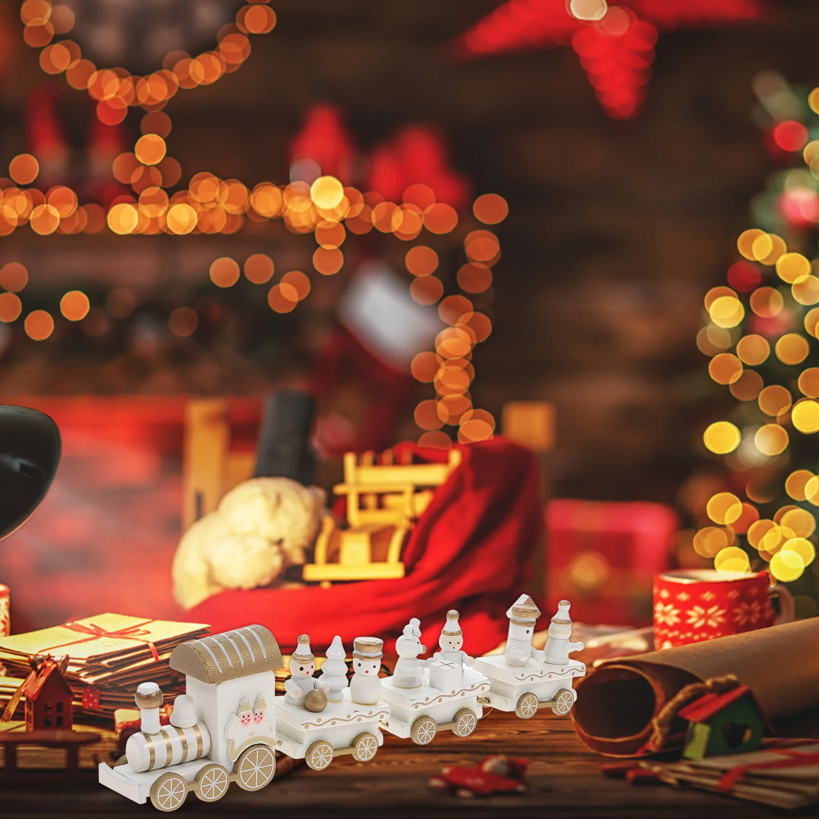 

Рождественский деревянный поезд, орнамент из дерева премиум-класса, экологически чистая краска, съемное рождественское украшение, вечеринка в помещении, фестиваль