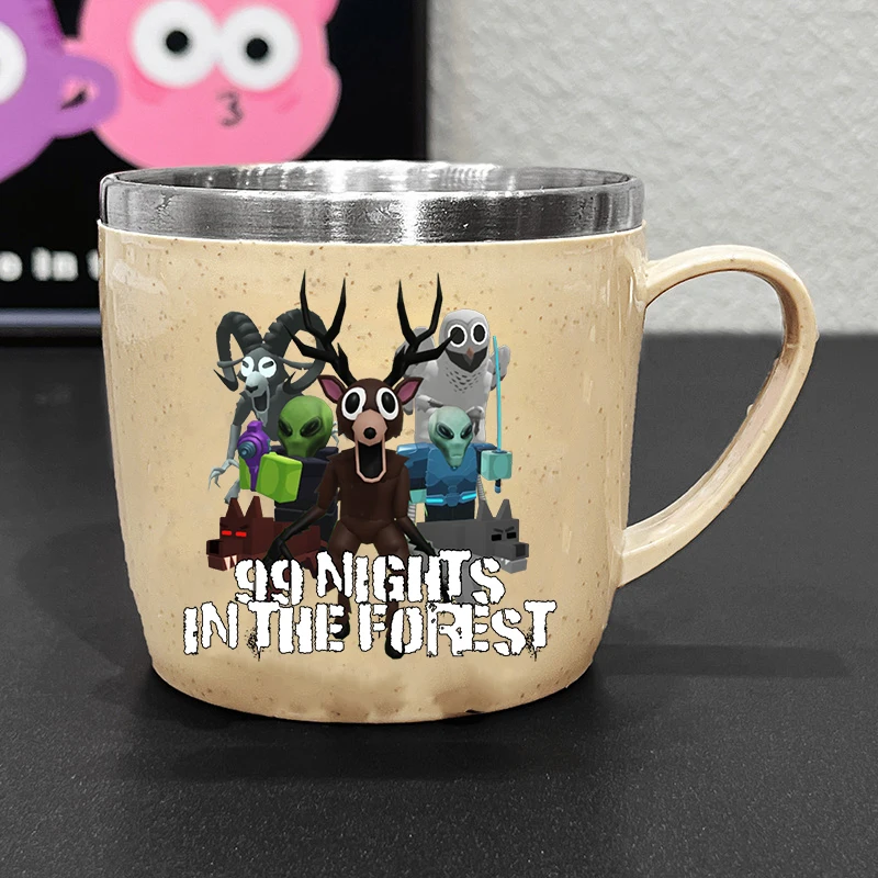 99 notti nella foreste Tazze d'acqua in acciaio inossidabile Stampa di cartoni animati Tazze da caffè per latte Tazza da bere per spazzolino da denti per la casa carina Regalo per ragazzi