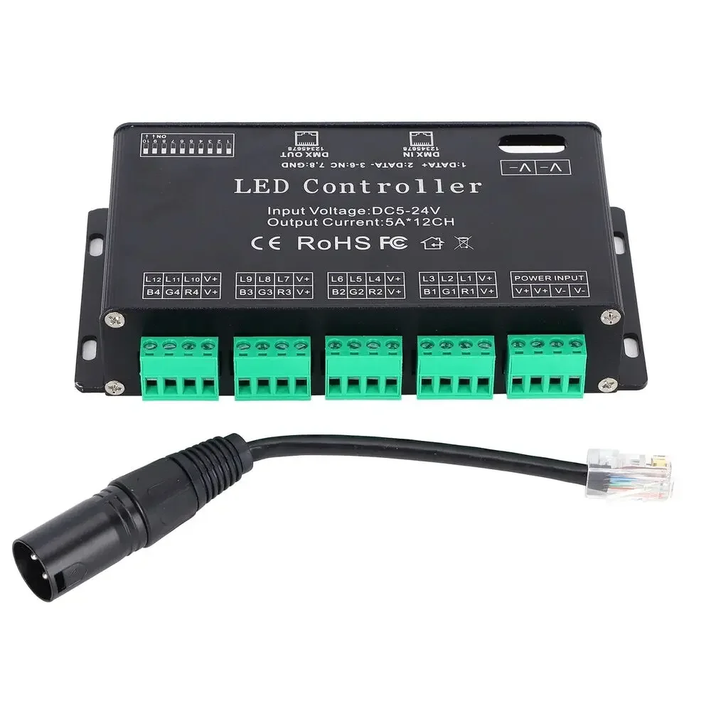 DMX 12 Channel Constant Decoder RGB LED Light Strip Controller DMX512 Decoder