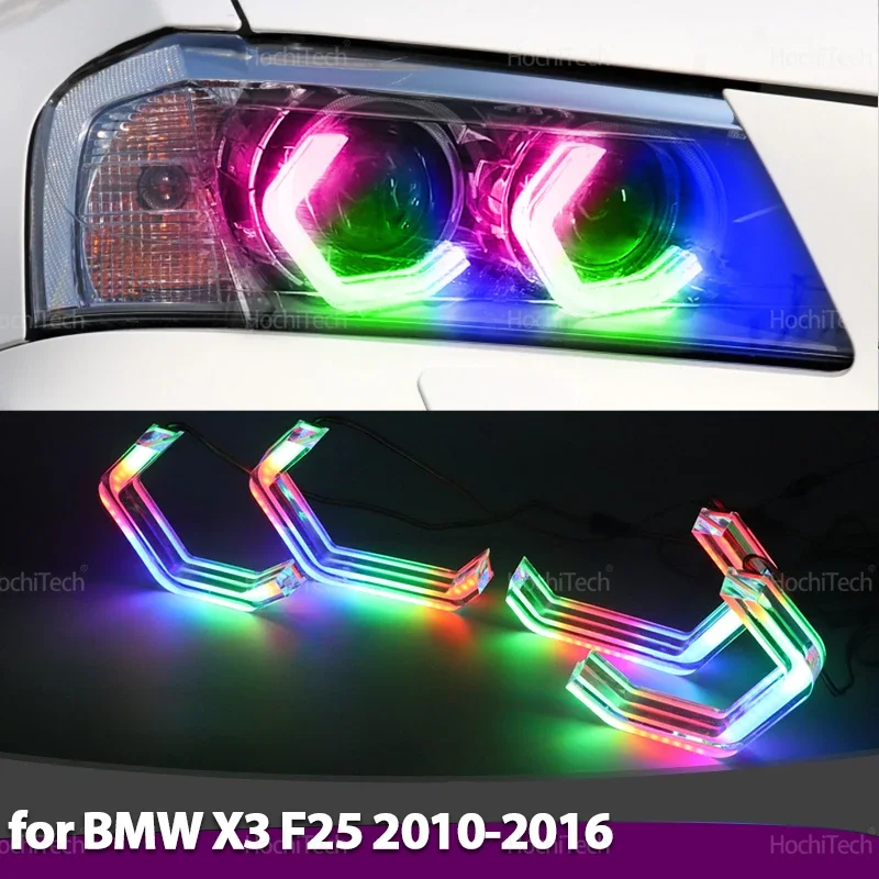 

For BMW X3 F25 2010-16 XDrive25i 30i XDrive18d 20d 30d 35d Sequential App control M4 style LED Angel Eyes Bulb Ring turn signal