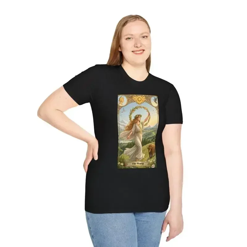 Female the Wolrd Tarot Card Art T Shirt What's Your Future Tell You Sooth Sayer
