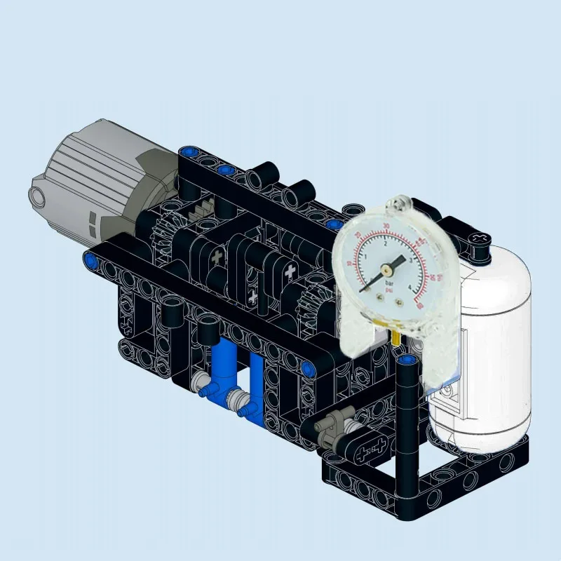 NEW Technical MOC Pneumatic Pump Compact Building Blocks Model with 64065 75974  Airtank Pressure Gauge Manometer MOC Parts Toys