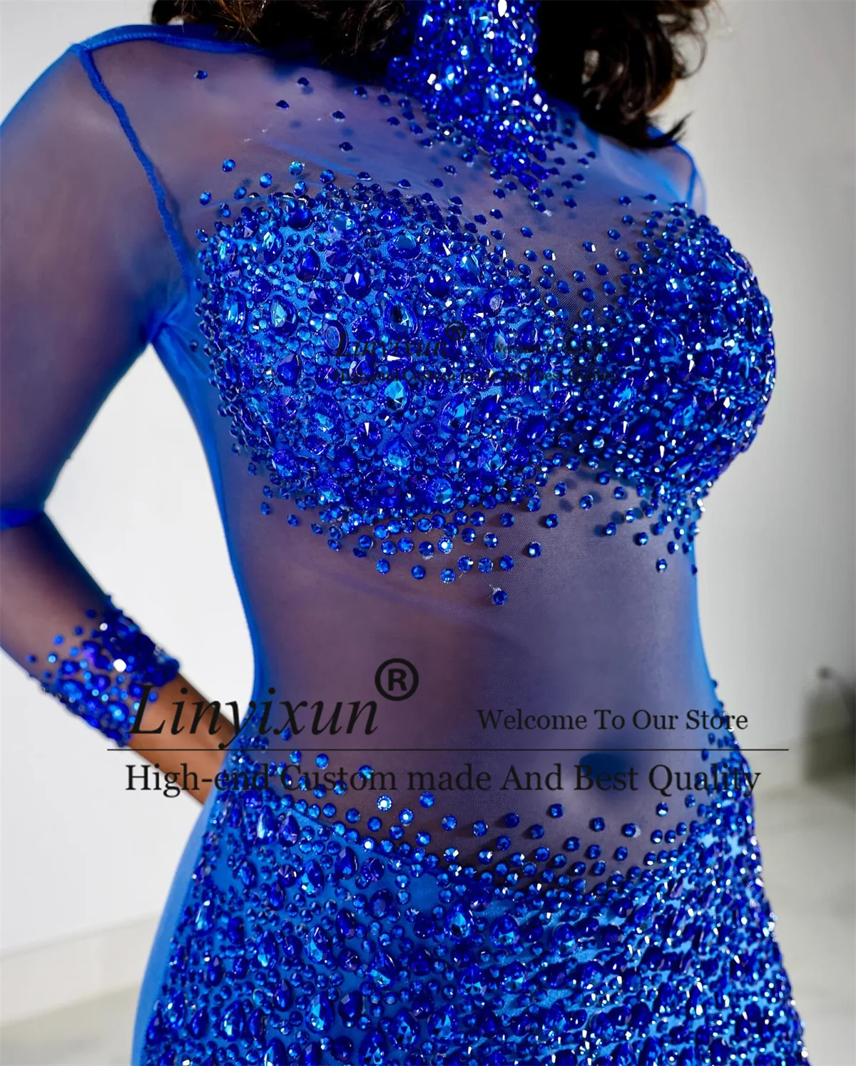 Aso Ebi Pailletten Kralen Zeemeermin Prom Dresses Glitter Kristallen 3D Floars Avondjurken Ruches Zwarte Meisjes Aangepaste Feestjurk