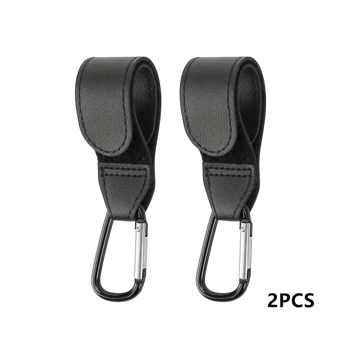 

2Pcs PU Faux Leather Stroller Hooks | Portable Hanging Bag Hooks & Buckles for Strollers