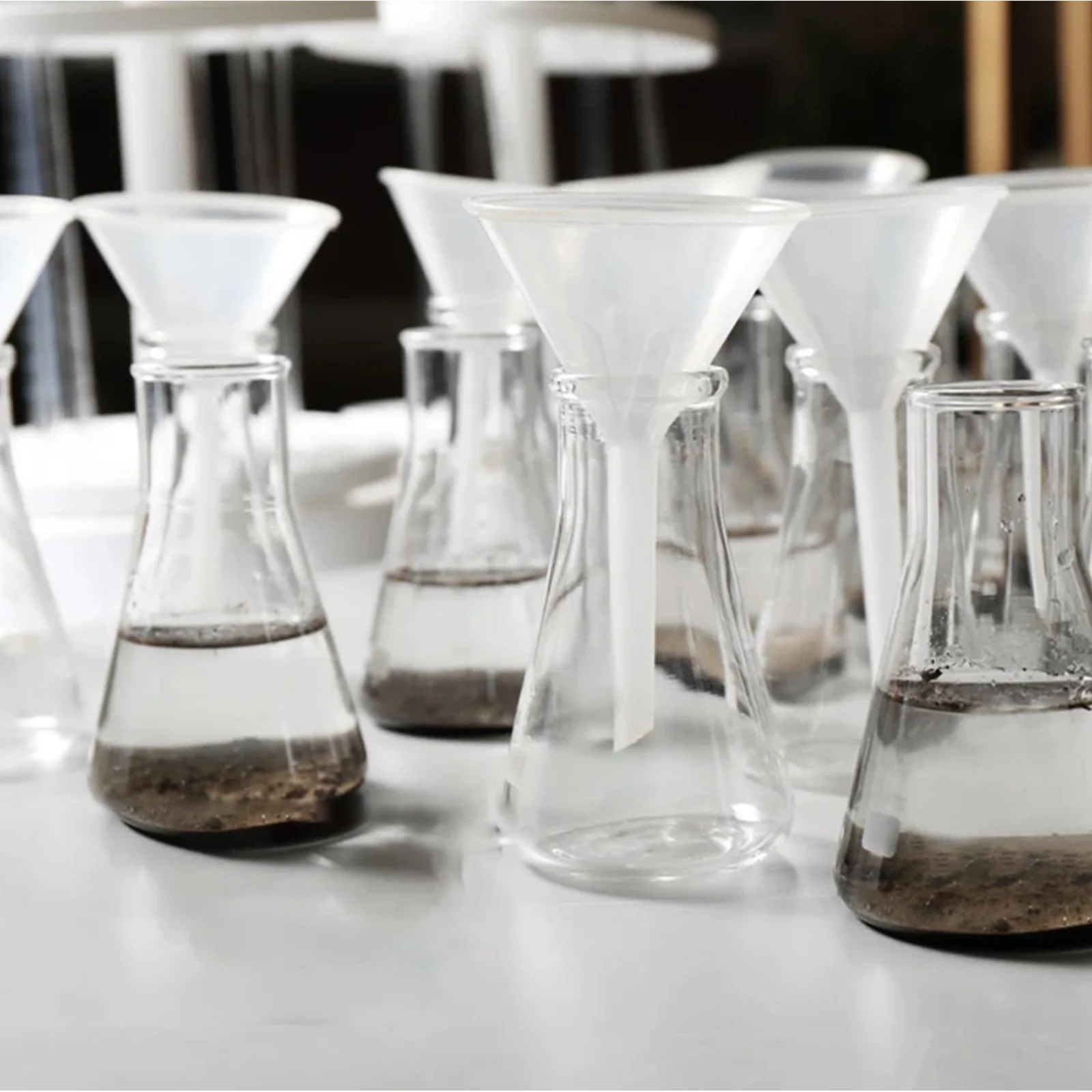 

12pcs Plastic Plastic Scientific Filling Funnel 75Mm Laboratory Scientific Filling Tool Clear Triangle Filter For Home Classroom