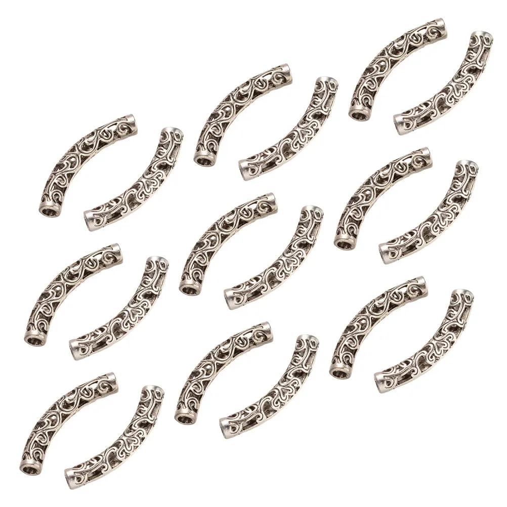 

100 Pcs Hollow Flower-shaped Bent Tube Alloy Spacer Bead Beads Bracelet Tube DIY Pendant Charms Classical Jewelry Making