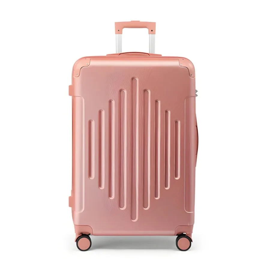 

28in Rose Gold ABS Luggage Case with Diamond Texture - Reinforced Corners Spacious Travel Suitcase for Business Trips and Vacat