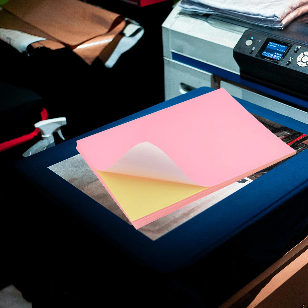 

50 Pcs Colorful Label Paper Stickers A4 Fluorescence Self-adhesive Printing Classification Mark