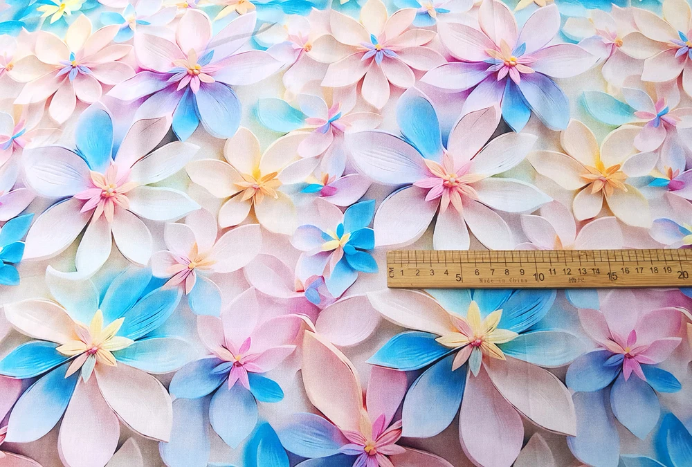 1 Meter x 1,45 Meter schöner, farbiger Blumen-Viskose-Stoff, 100 % Rayon-Material für Kleider und Roben – Detail 8