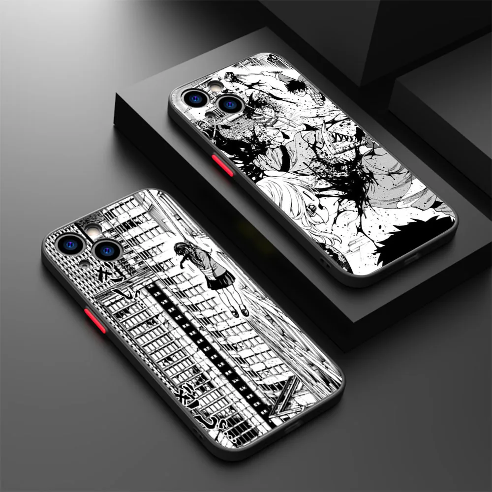 Skin Feel Translucent Phone Case For iPhone 16 Pro Max 15 14 13 12 11 7 8Plus SE Mini XR High-Rise Invasion Frosted Black Cover