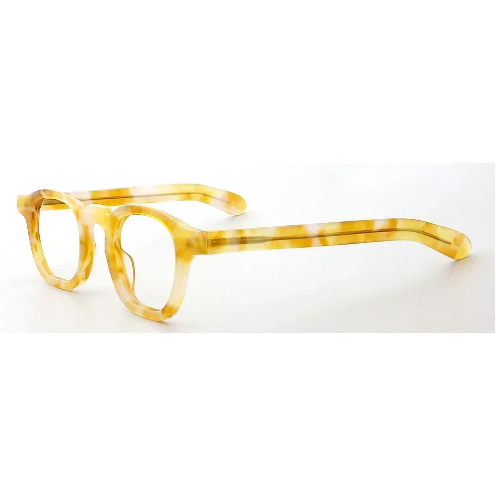 Classic Vintage Square Eyeglass Frames Women Men Prescription Optical Glasses Clear Stylish Spectacles Yellow Eyewear