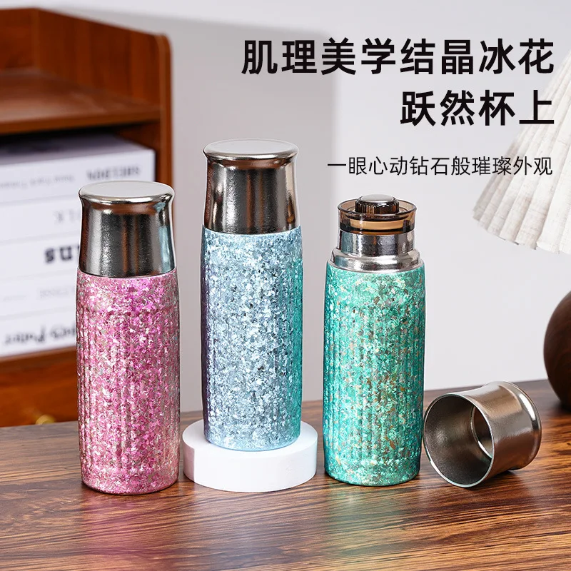 

Термос-бутылка для воды 320 мл с фильтром для чая и магнитной крышкой, деловой подарок, двухслойная посуда для питья из чистого титана