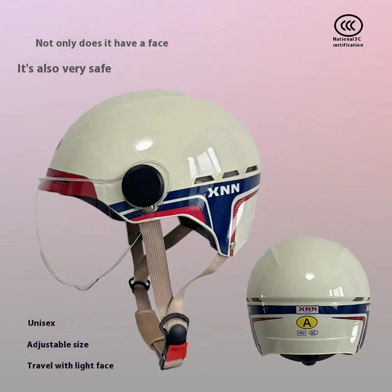 New 3c Baile Big Head Circumference Electric Vehicle Helmet Four Seasons Half Helmet Motorcycle Helmet Sunscreen Lightweight