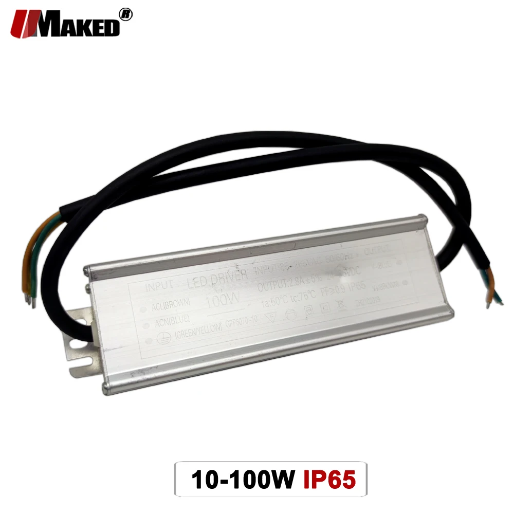 

High Power LED Driver IP65 Ligthing Transformer Supply AC110V/220V 10W 20W 30W 40W 50W 60W 80W 100W For Out Door Lamps Adapter