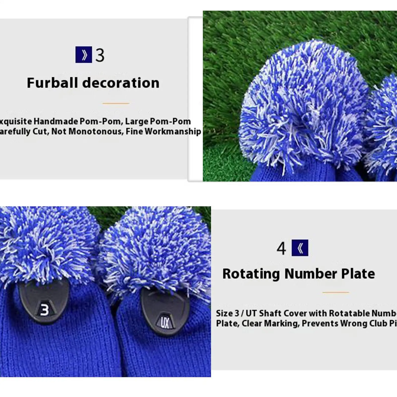 Чехлы на голову для гольф-клуба Чехлы на голову для гольф-клуба для Woods 3-х шт. Вязаные защитные чехлы для мячей Спортивные палки для подростков