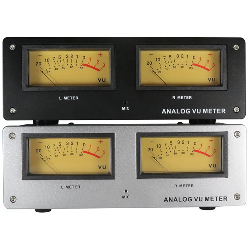 MIC-73 Voice Controlled Square VU Meter Audio Level Meter Finished Unit Aluminum Alloy Panel Warm LED Backlight No Wiring Needed