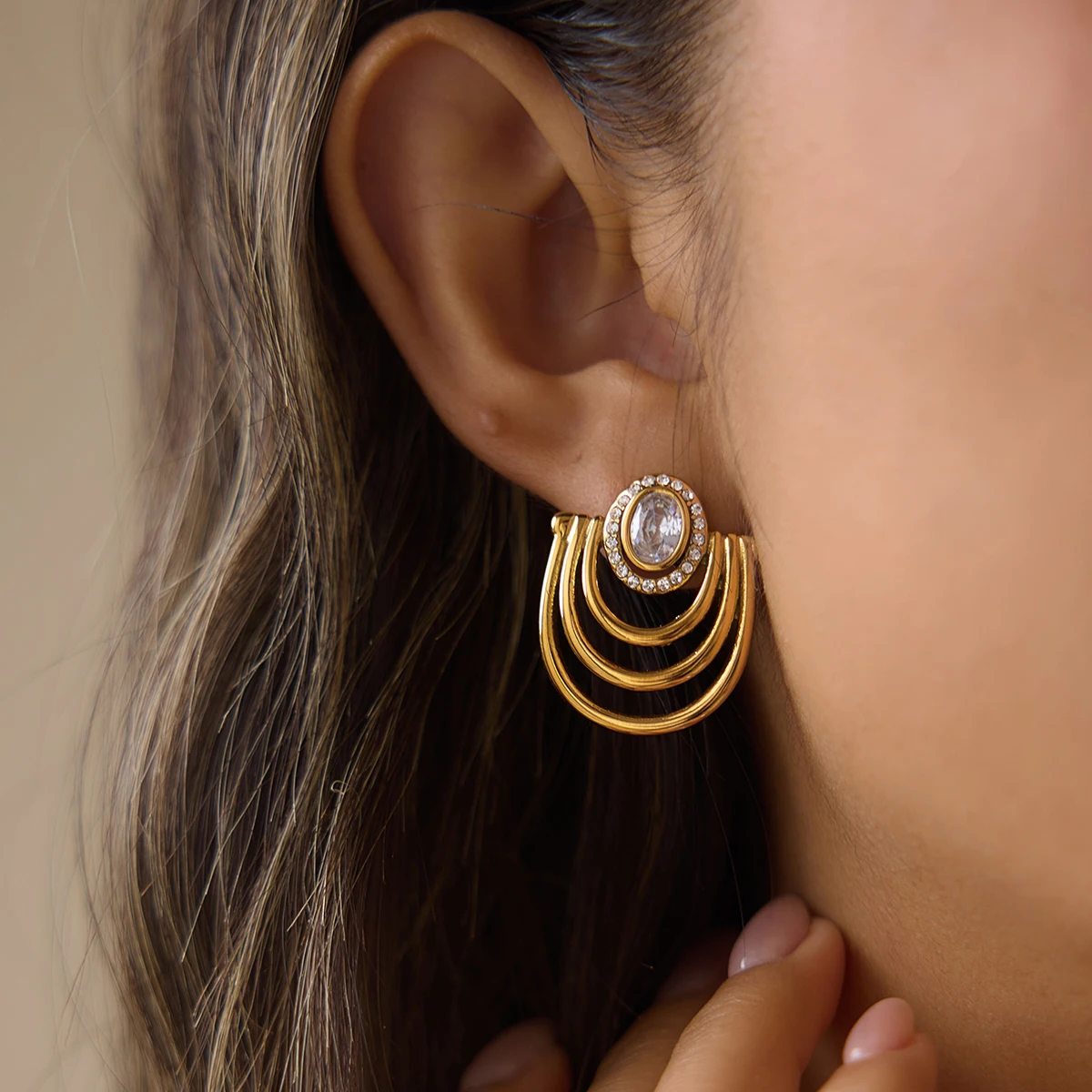 Boucles d'oreilles créoles rondes en acier inoxydable Yori, résistantes à la rouille, bijoux minimalistes en métal, attrayants et tendance, cadeau pour femme