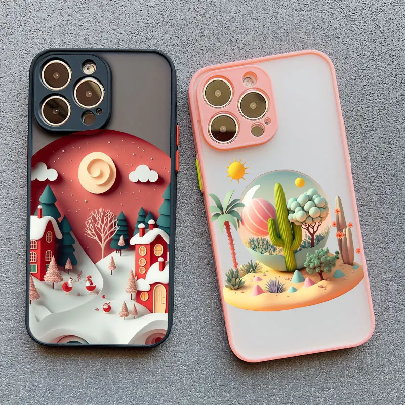 Creative Mountains Landscape Scenery 2D Printing Phone Case For iPhone 17 16 15 14 13 12 11 Pro Max Mini XS XR X 15 Plus Cover