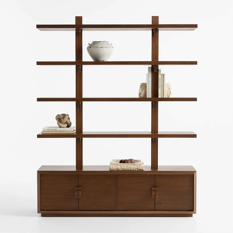 xx-Modern Design Customize Size Walnut Color Bookcase Room Divider for Living Room#