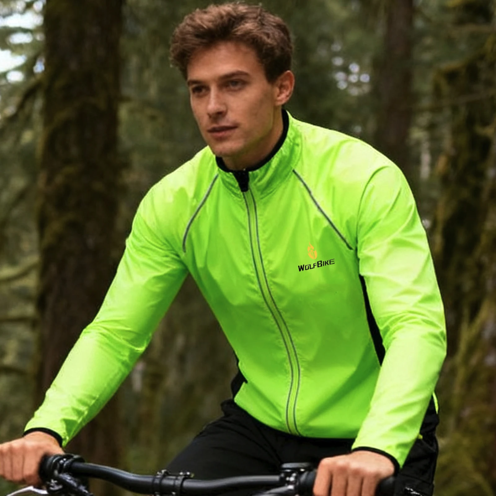 WOSAWE Men Windproof Waterproof Reflective Cycling Jacket MTB Bicycle Long Sleeve Windbreaker Sleeveless Vest Bike Coat Jersey - Image 2