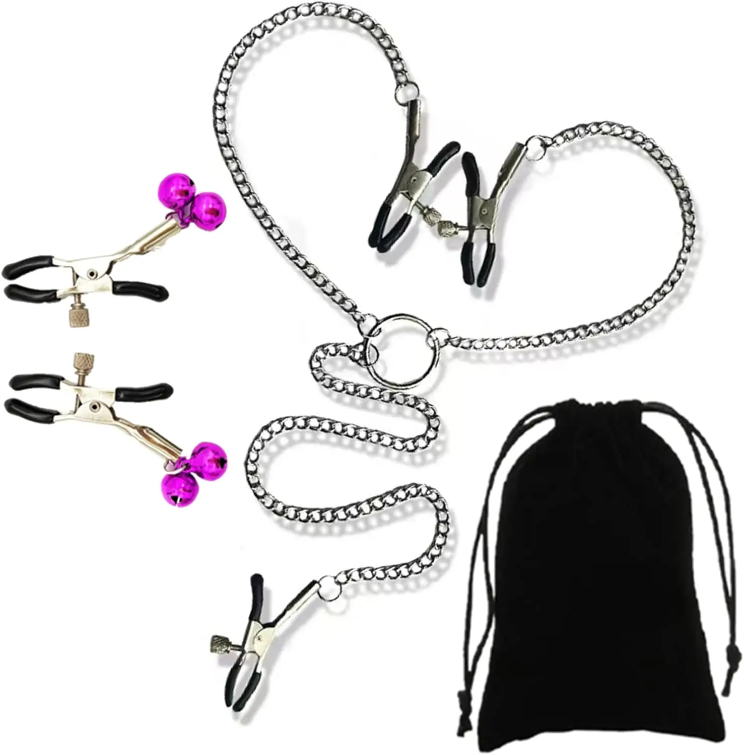 

Adjustable Metal Nipple Clamps Necklace Entertainment Chain Clip for Women/Man Non-Piercing Nipplerings Clip