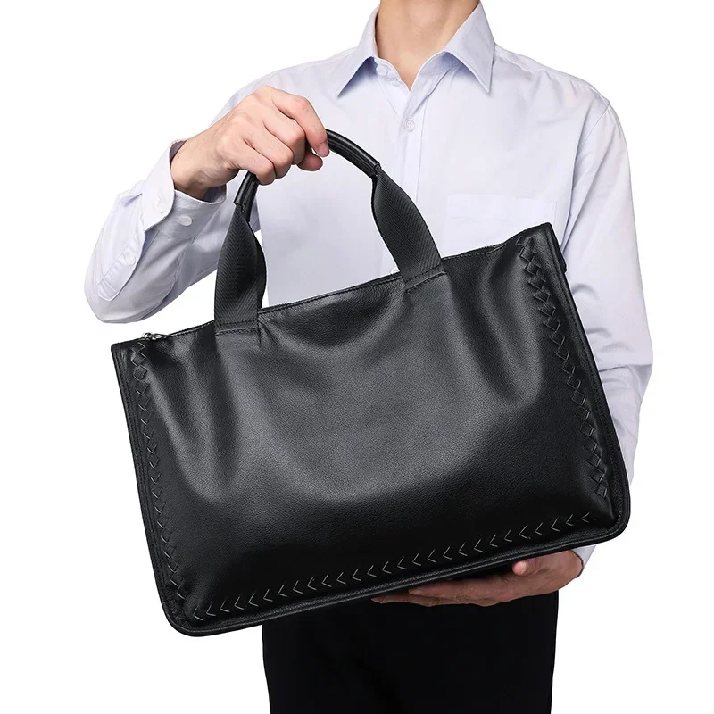 Business Shoulder Bag Men's Handbag Laptop Bag Sheepskin Briefcase Crossbody Bags Leather Bag for Men Сумка Мужская На Плечо