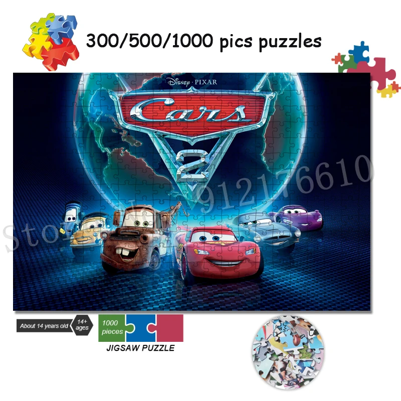 

Disney Movie 300/500/1000 Pieces Jigsaw Puzzle Disney Pixar Cars Puzzles Game for Kids Gift Educational Decompressed Toys Decor