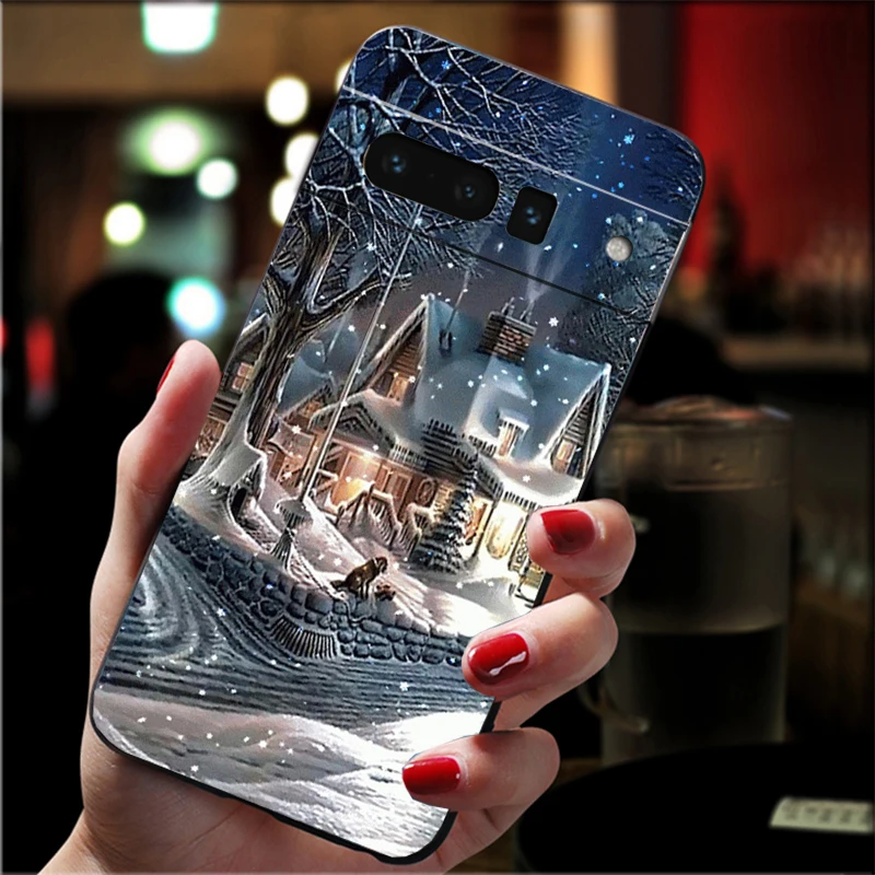 حافظة هاتف لهاتف جوجل بيكسل 10 9 برو XL 9A 8 7 6 Pro Pixel 8A 7A 6A بكسل 8 7 6 5 منظر طبيعي شتوي فاتح ثلج #6