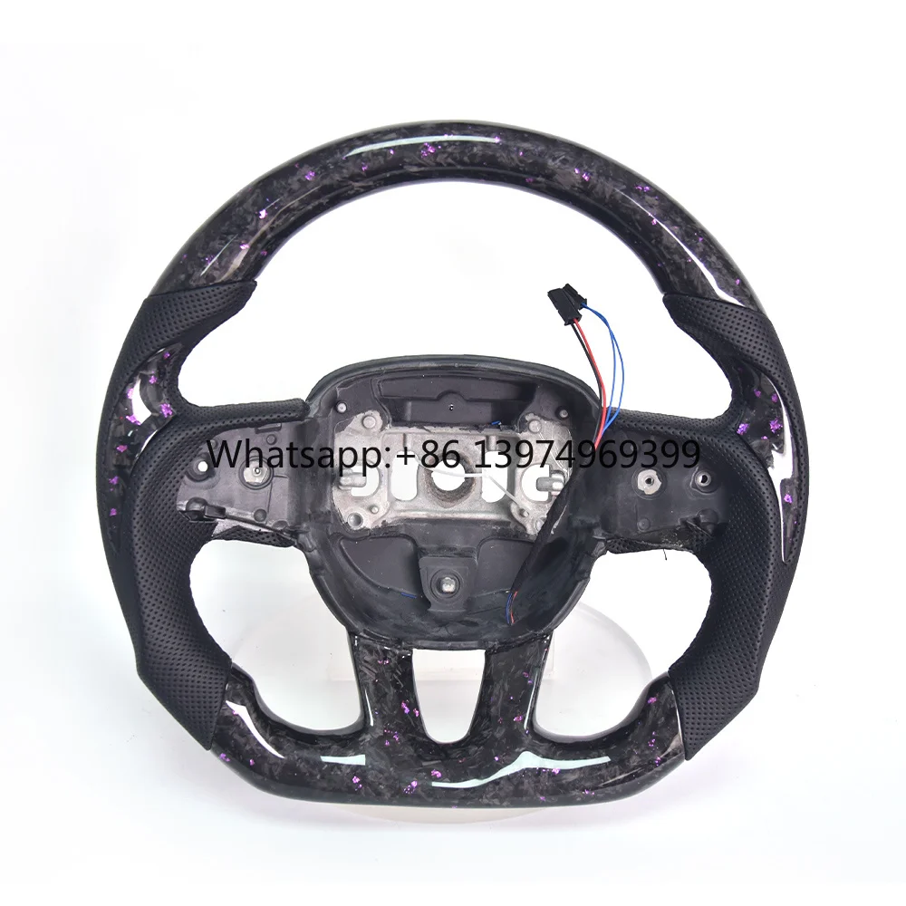 Suitable for Dodge Modified Forged Carbon Fiber Steering Wheel Assembly, Suede Perforated Leather Customized Upgrade