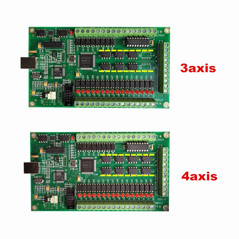 Green 200KHz USB Interface 3 4 axis CNC Motion Controller Card Mach 3 Breakout Board