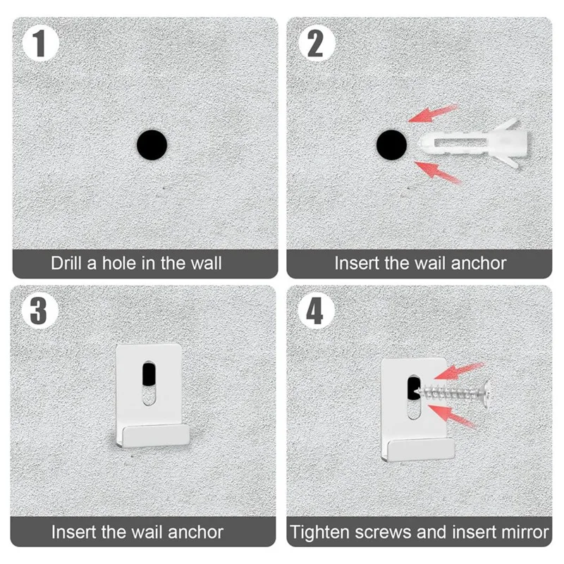 8 clips de espejo para montaje en pared, ganchos de soporte de espejo, clips de retención de espejo de canal ancho sin marco plateados