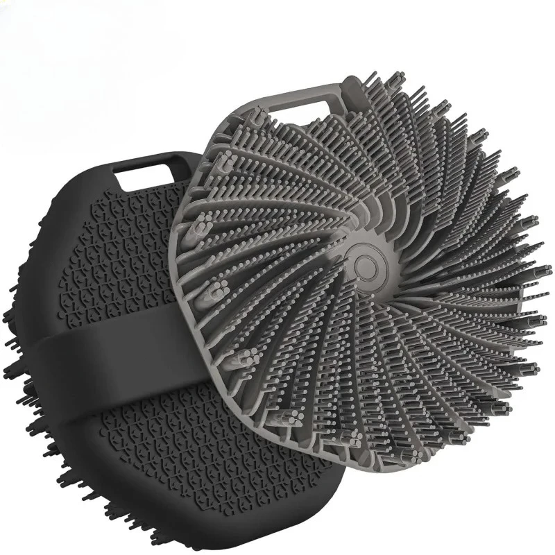 2-in-1 Silicone Body Scrubber & Scalp Massager, Bath Brush with Anti-Slip Grip for Sensitive Skin, Travel Size Easy Clean
