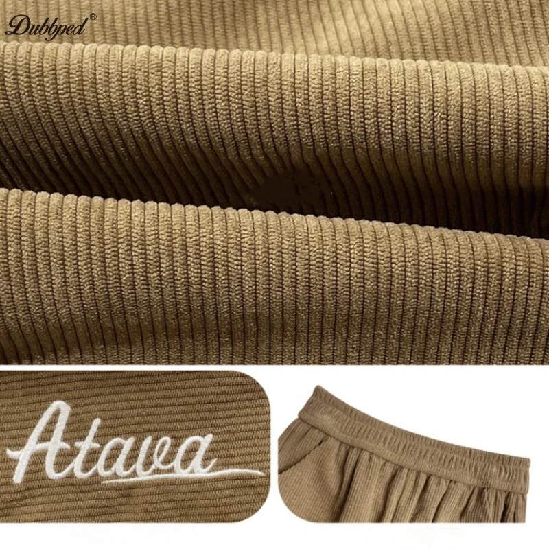 Dubbped Children Trousers Girls Boys Autumn Winter Fleece Thickening Solid Brown Black Grey Sport Casual Corduroy Pants 5-16 Y
